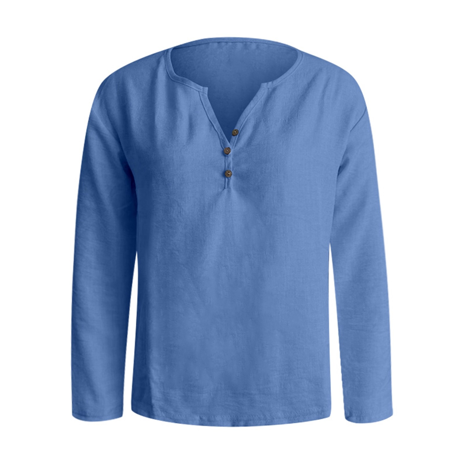 thumbnail image 4 of Camiseta informal de manga larga y cuello en V - Elegante cuello en V, color versátil, tejido cómodo, 4 of 5